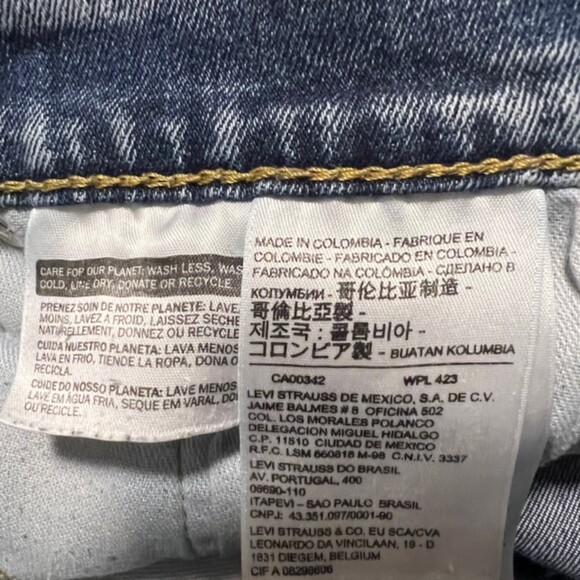 Levis 510 Womens Blue Washed Frayed Hem High Rise Denim Shorts Size W30 L30 - Picture 8 of 12